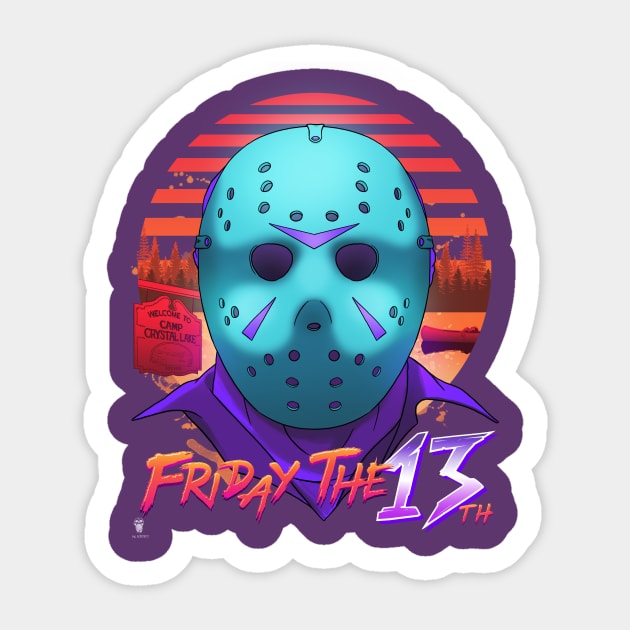 Friday the 13th Retro 80's Shirt Sticker by Ink Aftertaste